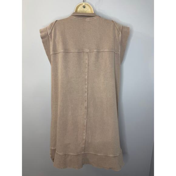 Daily Practice Anthropologie Meru Zip Front Mini Dress Pockets Taupe Women's L - Picture 4 of 13